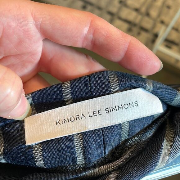 Kimora Lee Simons Striped Maxi Wrap Skirt Navy 6 - Picture 8 of 10